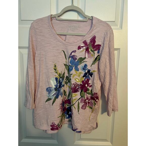 Chico's Tops - Chico’s Pink Floral T-Shirt – Size Medium